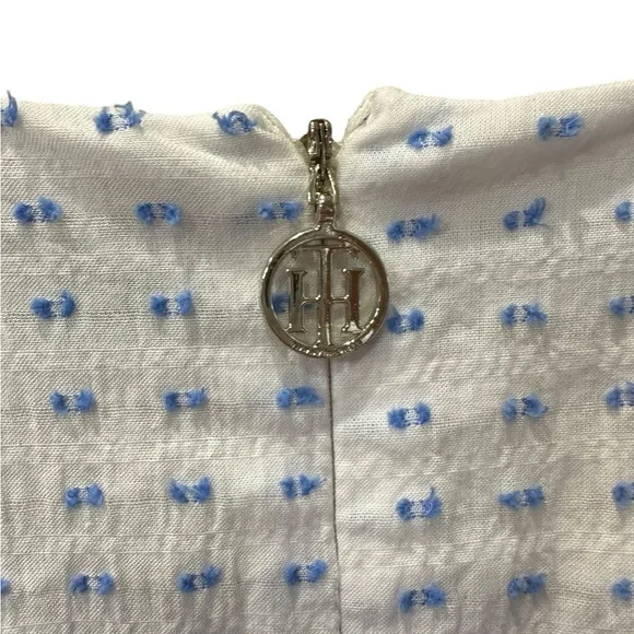 Tommy Hilfiger White and Blue Ruffled Sleeveless Dress - Picture 3 of 16